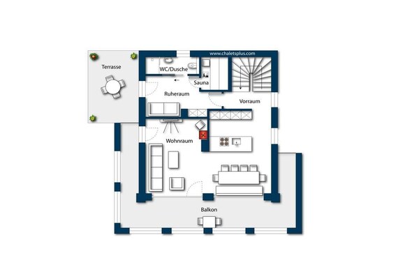 Foto van Chalet in Neukirchen bij Skilift & Sauna - Vakantiehuis in Neukirchen - FloorPlan