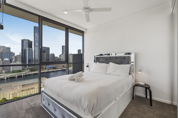 Foto van Stijlvol appartement met 2 slaapkamers in het centrum van Zuid-Brisbane - BedRoom