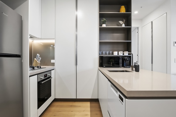 Foto van Appartement met 1 slaapkamer in een hoogbouwcomplex vlakbij Docklands - Kitchen