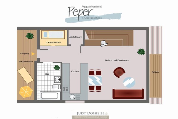 Foto van Beach Street Peper Comfortabele vakantiewoning - Vakantiehuis in Juist - FloorPlan