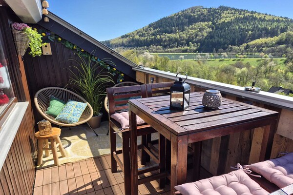 Foto van Appartement met uitzicht op de bergen nabij Winterberg - TerraceBalcony