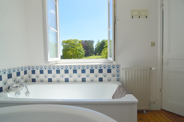 Foto van Kasteel in Asnières met Tennis & Boszicht - Vakantiehuis in Asnières - BathRoom