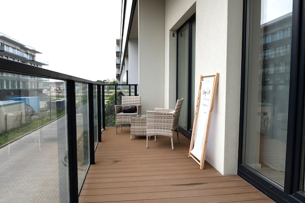Foto van Appartement met airconditioning, bad, sauna - Vakantiehuis in Dziwnow - TerraceBalcony