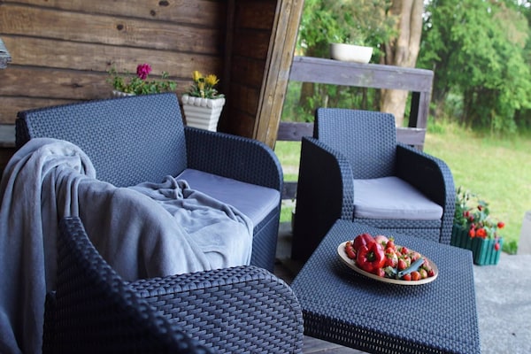 Foto van Zomerhuis bij Jamno-meer en zee - Vakantiehuis in Łazy - TerraceBalcony